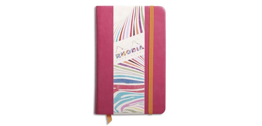 Rhodiarama carnet rembordé rigide 9x14 cm 192 pages uni papier ivoire 90g fermeture élastique - Framboise