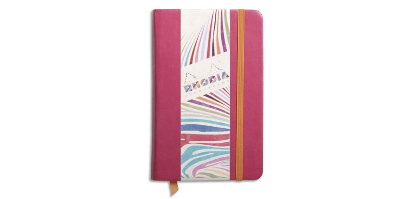 Rhodiarama carnet rembordé rigide 9x14 cm 192 pages uni papier ivoire 90g fermeture élastique - Framboise