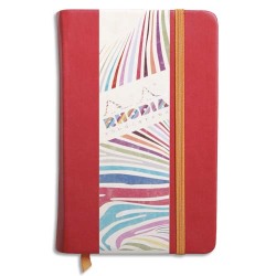 Rhodiarama carnet rembordé rigide 9x14 cm 192 pages uni papier ivoire 90g fermeture élastique - Coquelicot