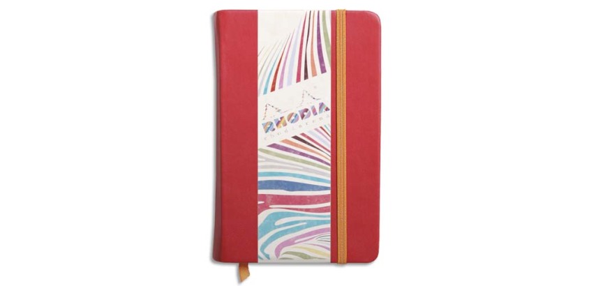 Rhodiarama carnet rembordé rigide 9x14 cm 192 pages uni papier ivoire 90g fermeture élastique - Coquelicot