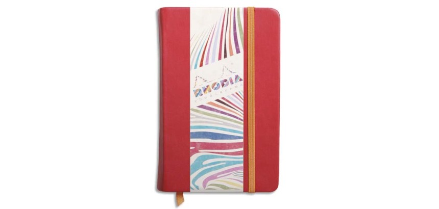 Rhodiarama carnet rembordé rigide 9x14 cm 192 pages uni papier ivoire 90g fermeture élastique - Coquelicot