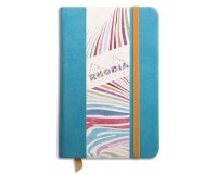 Rhodiarama carnet rembordé rigide 9x14 cm 192 pages uni papier ivoire 90g fermeture élastique - Turquoise