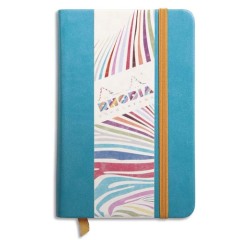 Rhodiarama carnet rembordé rigide 9x14 cm 192 pages uni papier ivoire 90g fermeture élastique - Turquoise