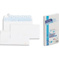 Bloc de 25 enveloppes auto-adhésives 90g blanches précasées format 110x220 mm référence 6613