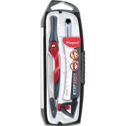 Boîte de compas Stop System, 3 pièces, rouge