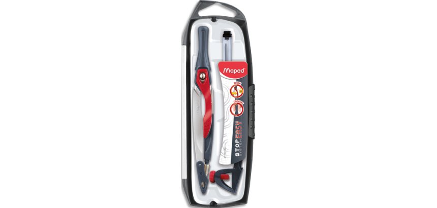 Boîte de compas Stop System, 3 pièces, rouge