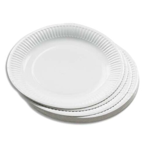 Sachet de 50 assiettes en carton Blanc, diamètre 23 cm