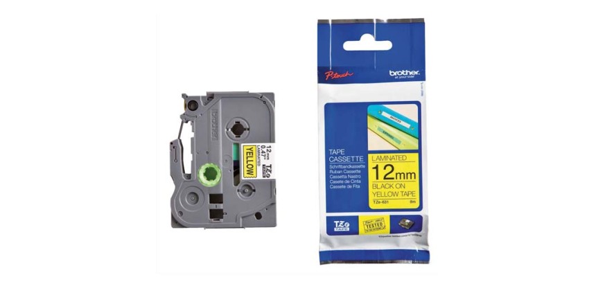 Ruban pour PTOUCH laminé Noir/vert 12mmx8m TZE731