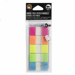 Distributeur de 100 marques-pages 20 x 44 mm. Coloris fluo translucide assortis
