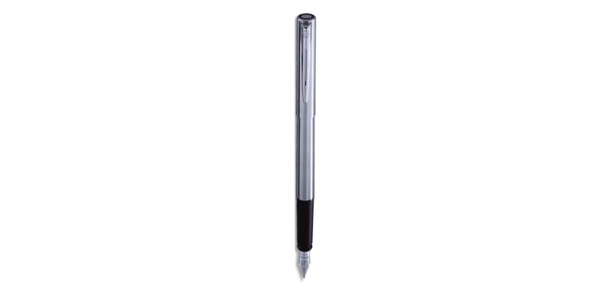 Stylo-plume waterman graduate corps acier chromé section noire