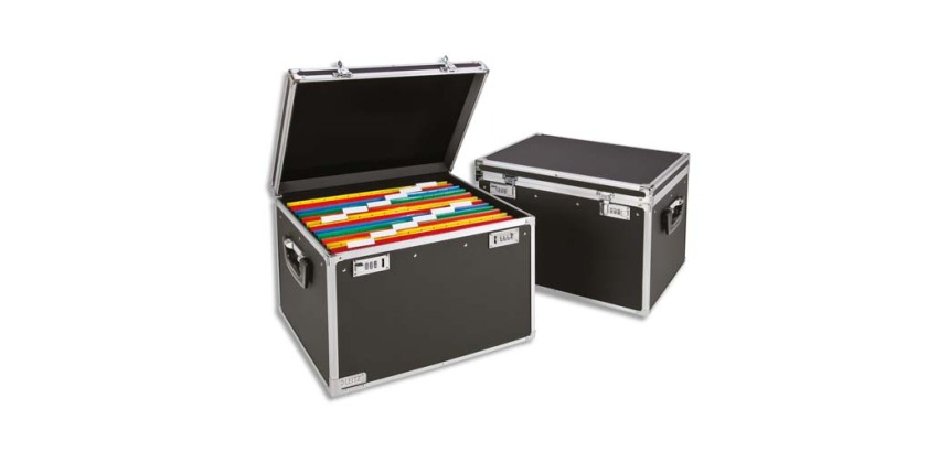 Boîte pour dossiers suspendus, noir/chrome