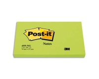 Bloc-notes post-it 655 76x127mm 100f                 repositionnables coloris vert fluo