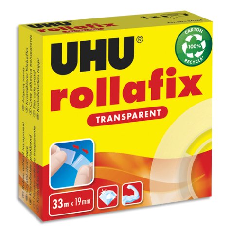 Recharge rouleau adhésif Rollafix transparent 33mx19mm