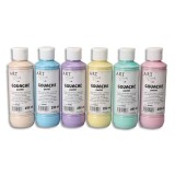 Lot de 6 flacons 250ml de gouache. Assortis pastel : Beige, Bleu, Violet, Jaune, Vert, Rose