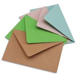Paquet de 200 enveloppes élection 75g non gommées format 9x14cm.Coloris assortis Bleu/Bulle/Rose/Ver
