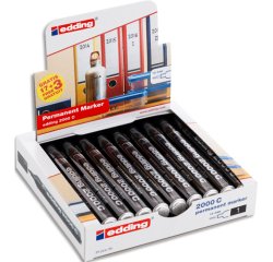 Marqueur permanent edding 2000c pointe ogive tracé 1,5-3mm corps aluminium value pack 17+3 unités