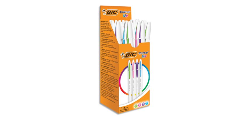 BIC Stylo bille Cristal Up Fashion, assorti, carton de 20