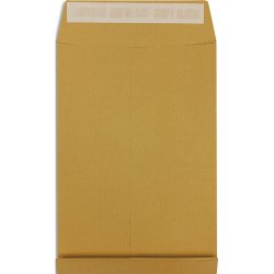 Paquet de 25 pochettes kraft brun recyclé 120 g, 3 soufflets de 3 cm, C4 : 229x324mm. Autoadhésive