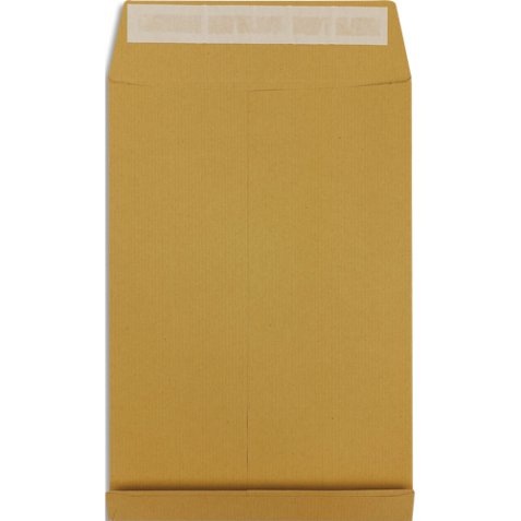 Paquet de 25 pochettes kraft brun recyclé 120 g, 3 soufflets de 3 cm, C4 : 229x324mm. Autoadhésive