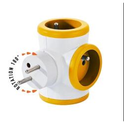 Multiprise triplite WattBall, 2 prises 16A+1 prise 6A+1 USB 2,1A Orange