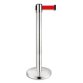Poteau chromé H91 cm avec sangle Rouge rétractable 2 mètres, en polypropylène et inox