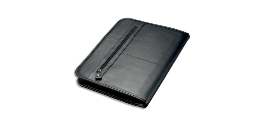 Serviette classeur 'LIMONE', A4, cuir nappa, noir