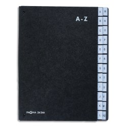 Trieur alphabétique Noir int papier recyclé. 24 compartiments (A-Z). Format 26,5x34cm