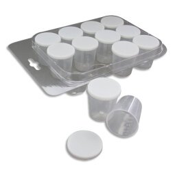 Lot de 12 pot gradués contenance 30ml, avec couvercle.