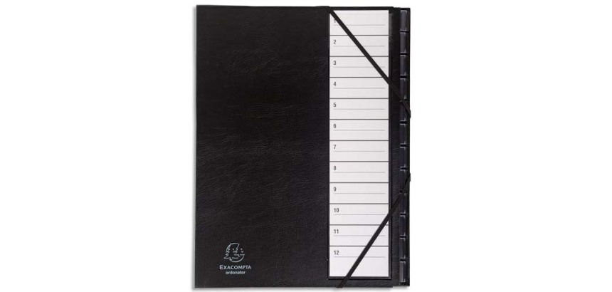 Trieur rigide Exacompta Ordonator numérique 12 divisiosn noir