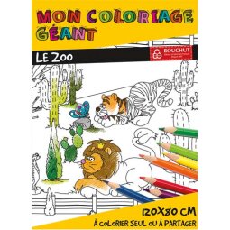 Poster géant à colorier, format 80 x 120 cm, thème le zoo