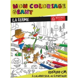 Poster géant à colorier, format 80 x 120 cm, thème la ferme