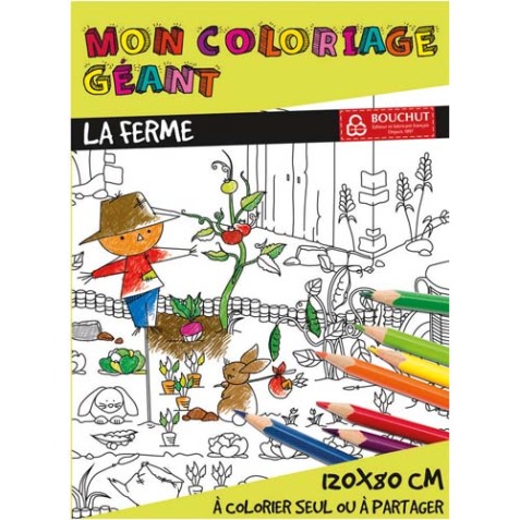 Poster géant à colorier, format 80 x 120 cm, thème la ferme