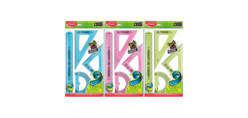 Kit de géometrie Twist'n Flex, 4 pièces, assorti
