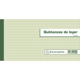 Carnet à souche quittances de loyer 13,5 x 18,5 cm - 50 feuillets - Format horizontal