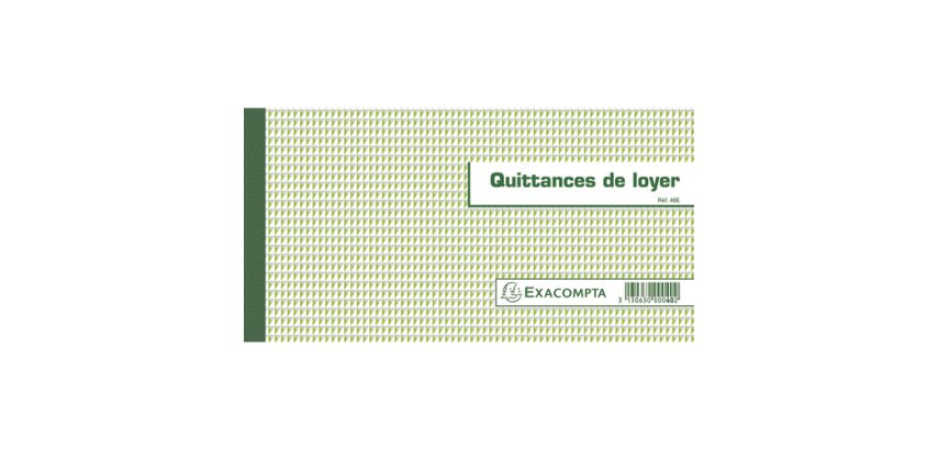 Carnet à souche quittances de loyer 13,5 x 18,5 cm - 50 feuillets - Format horizontal