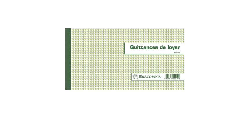 Carnet à souche quittances de loyer 13,5 x 18,5 cm - 50 feuillets - Format horizontal