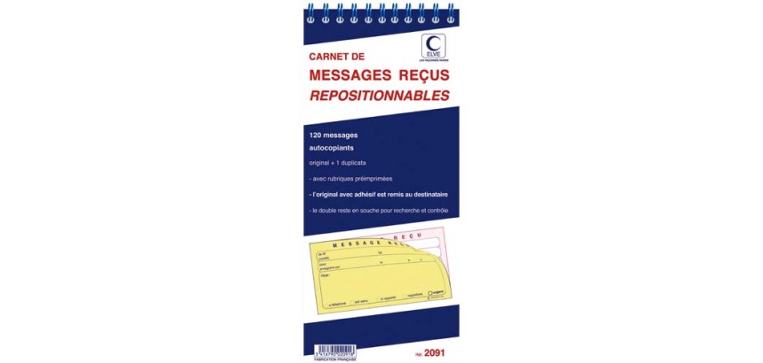 Carnet de messages reçus, 120 messages repositionnables
