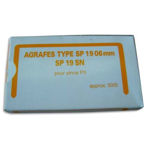 Agrafes NºSP 19 1/4 en boîte de 5000