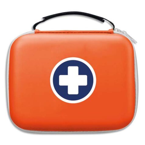 Trousse de secours Orange, 2 compartiments intérieur transparent, pour 10 personnes