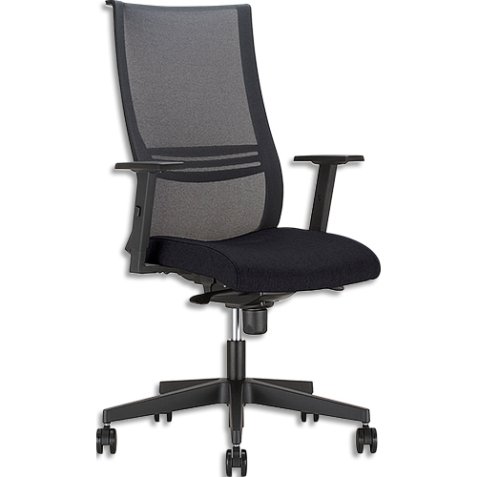 Fauteuil Altum dossier résille assise tissu Noir, à mécanisme synchrone, accoudoirs réglables 2D fournis