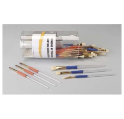 Boite mixte o'color pinceau poils poney et brosses soie   porc virole aluminium manche  plastique grip 36 unites