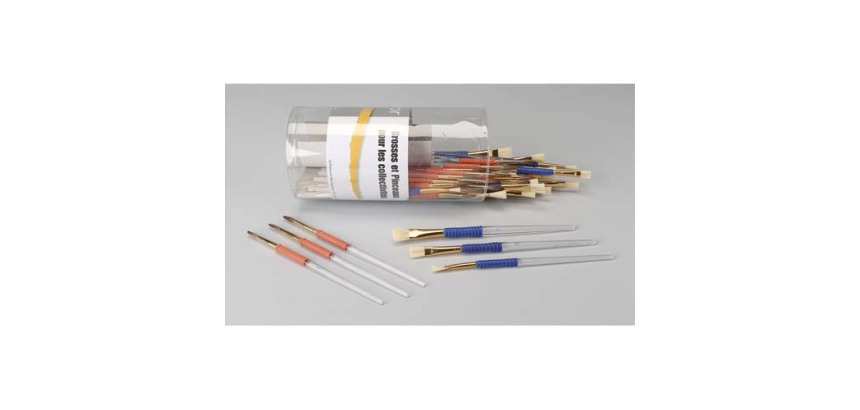 Boite mixte o'color pinceau poils poney et brosses soie   porc virole aluminium manche  plastique grip 36 unites