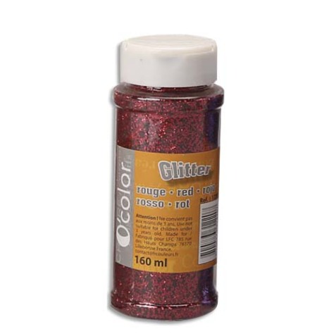 Pot de paillettes scintillantes 160ml couleur Rouge