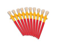 Grosse brosse o'color ronde soie porc manche plastique    avec collerette anti-roll lot 10 unites