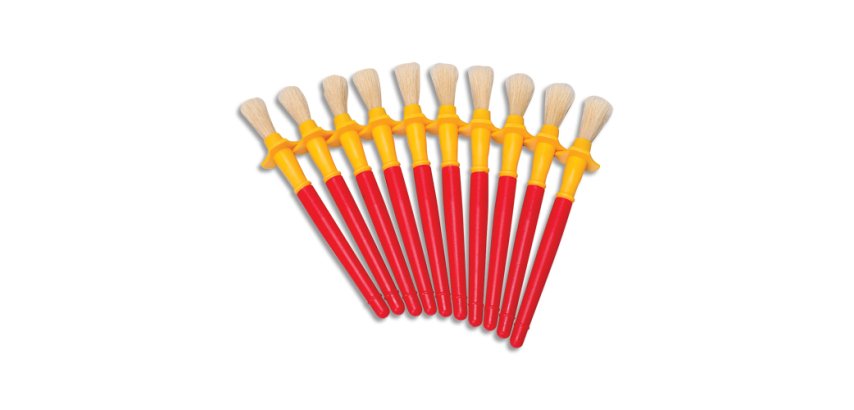 Grosse brosse o'color ronde soie porc manche plastique    avec collerette anti-roll lot 10 unites
