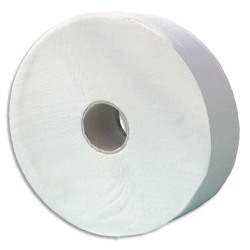Colis de 6 Bobines de papier toilette Jumbo Blanc 1 pli - Longueur 600 m x D27 cm, mandrin 8,5 cm