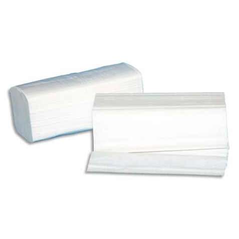 Colis de 30 Paquets de 100 Essuie-mains 2 plis plié en W, Ft 22 x 35 cm Distributeur H2