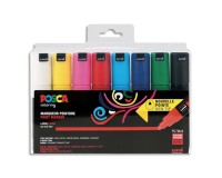 Marqueur posca pc7m gouache encre inodore toutes surfaces pointe large conique coloris 8 unites
