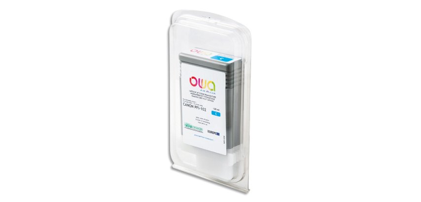 Cartouche d'encre traceur remanufacturée OWA - standard - Cyan - pour CANON PFI-102 C