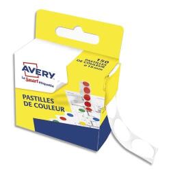 Boîte distributrice de 150 pastilles adhésives Ø15 mm. Coloris Blanc.